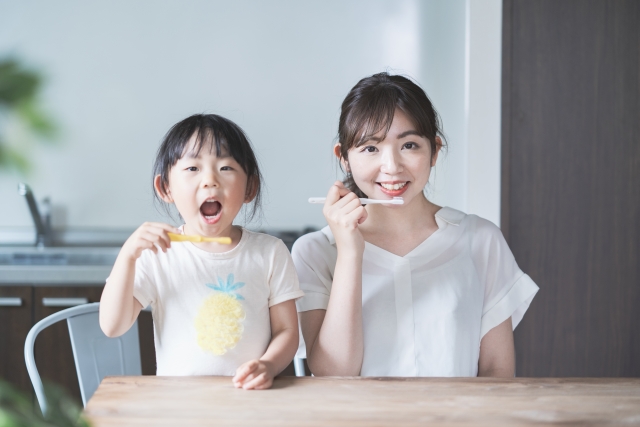 親子で歯磨き