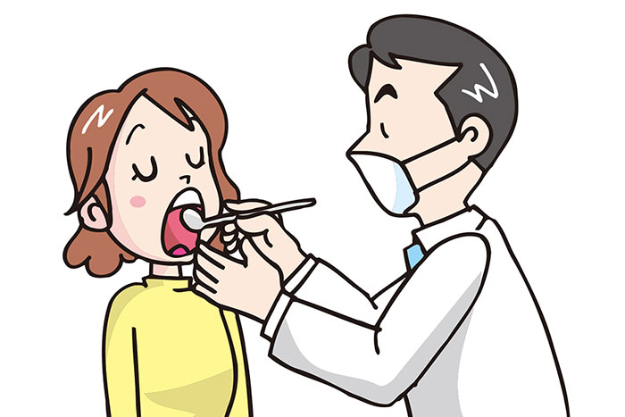 歯医者に歯のチェックを受ける女性患者のイラスト